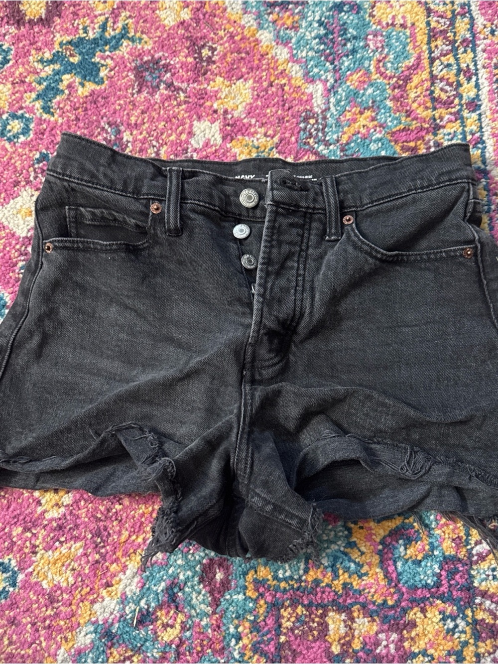 Old Navy Women’s Black Denim High-Rise Button-Front Shorts